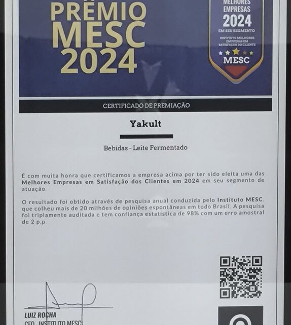 Yakult está entre as melhores no Prêmio MESC 2024