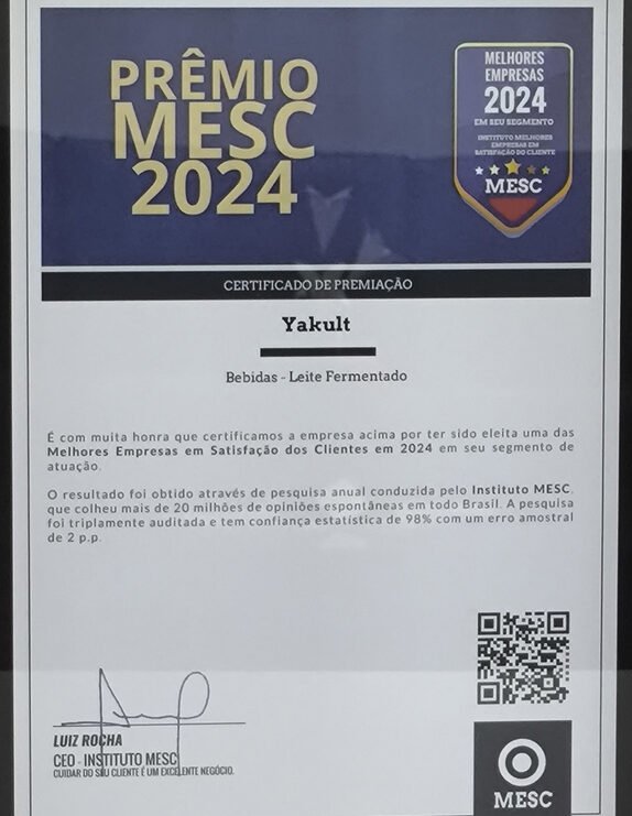 Yakult está entre as melhores no Prêmio MESC 2024