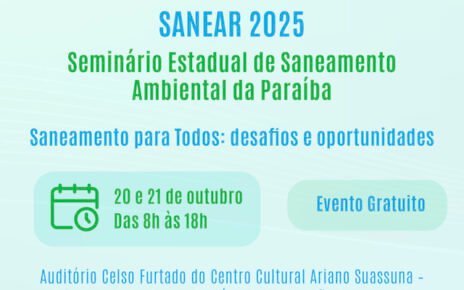 João Pessoa sediará o 3º SANEAR-PB em outubro de 2025